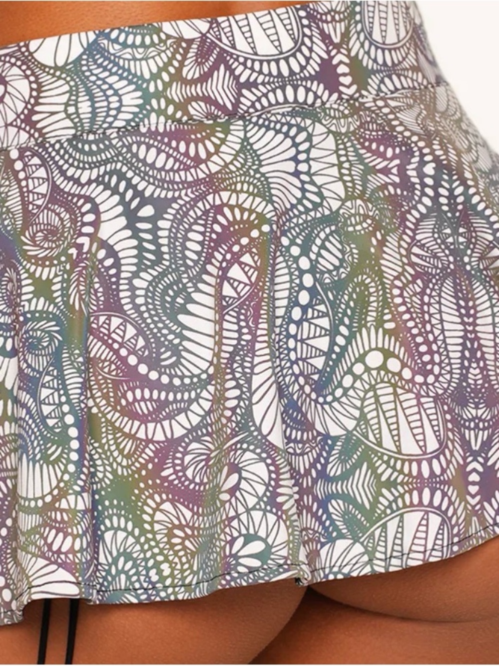 Rainbow Reflective High-Waist Ruffle Rave Skirt - Picture 4 of 4